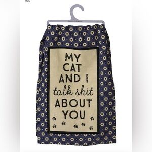 Blue and Cream Cat-Themed Decorative Towel